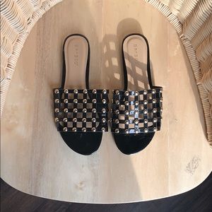 Black and gold studded sandals!